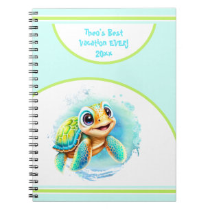 Cute Turtle Summer Vacation Name Journal Notebook
