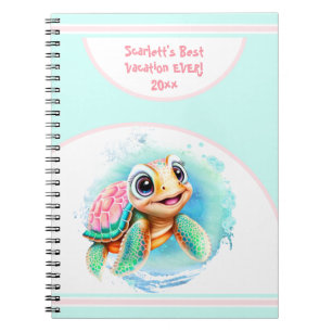 Cute Turtle Summer Vacation Name Journal Notebook