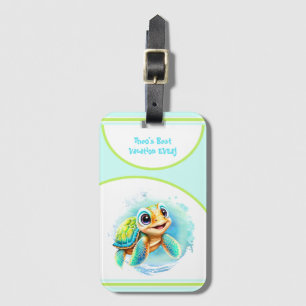 Cute Turtle Summer Vacation Personalised Boy  Luggage Tag