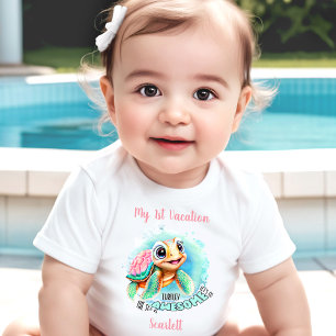 Cute Turtle Summer Vacation Personalised Girl Baby T-Shirt