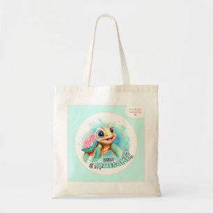 Cute Turtle Summer Vacation Personalised Girl  Tote Bag
