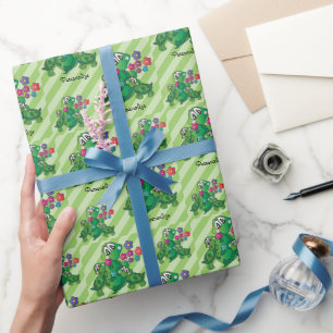 Cute Turtle Twin  Baby Shower Theme Wrapping Paper