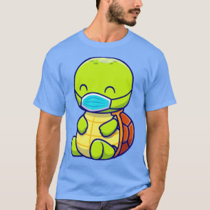 Cute Turtle Wearing Mask Cartoon T-Shirt
