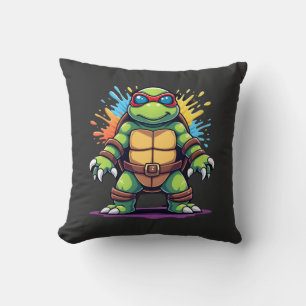Cute Turtle Wearing Sunglasses Paint Splash Sea An Cushion