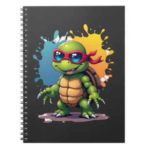 Cute Turtle Wearing Sunglasses Paint Splash Sea An Notebook