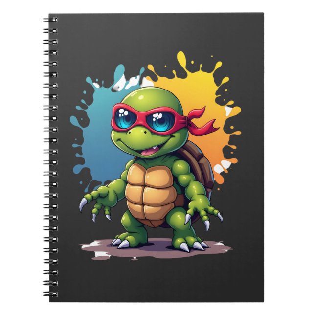 Cute Turtle Wearing Sunglasses Paint Splash Sea An Notebook (Front)