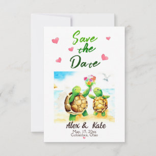 Cute Turtle Wedding Save the Date Announcement