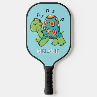 Cute Turtle with Music Notes Personalised Pickleball Paddle