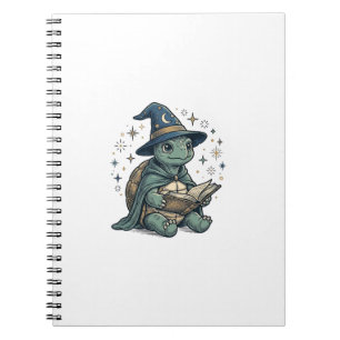 Cute Turtle Wizard Reading Spellbook Vector Design Notebook
