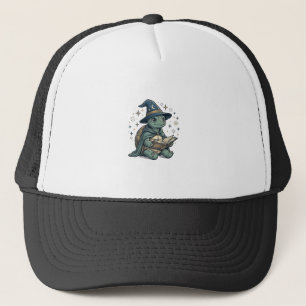 Cute Turtle Wizard Reading Spellbook Vector Design Trucker Hat