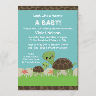 Cute Turtles Baby Shower Invitation