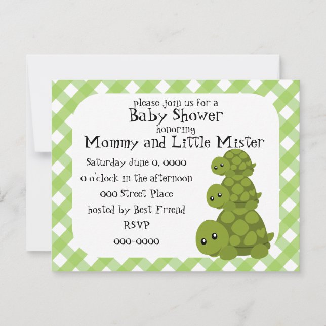 Cute Turtles Three Invitation (Front)