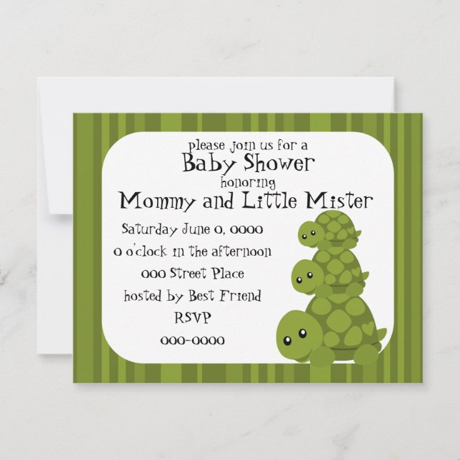 Cute Turtles Three Invitation (Front)