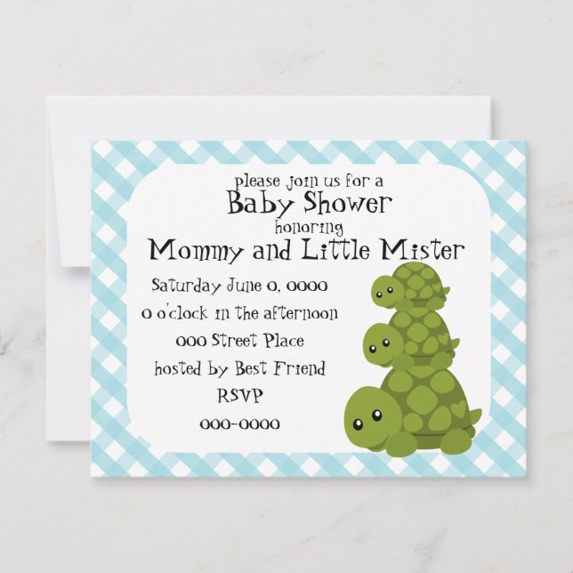 Cute Turtles Three Invitation (Front)