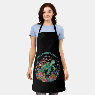 Cute Turtle's Undersea Journey Colourful Ocean Apron