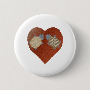 Cute Turtles with a Heart Background 6 Cm Round Badge