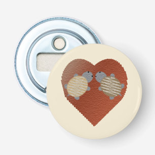 Cute Turtles with a Heart Background Bottle Opener