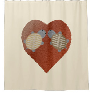 Cute Turtles with a Heart Background Shower Curtain
