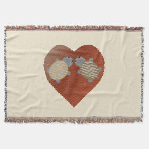 Cute Turtles with a Heart Background Throw Blanket