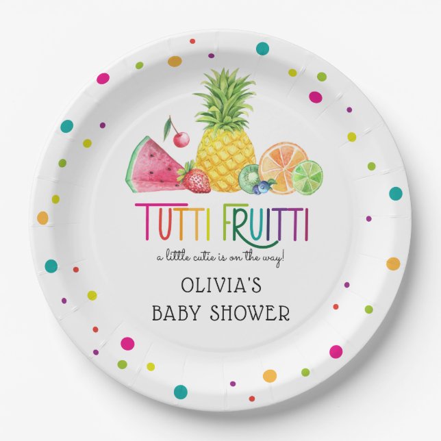 Cute Tutti Fruitti Baby Shower Paper Plate (Front)