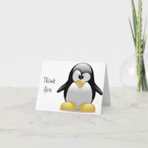 Cute Tux Penguin Funny Cartoon Art Thank You Card