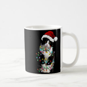 Cute Tuxedo Black Cat Christmas Light Cat Christma Coffee Mug