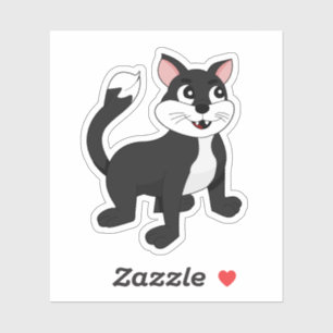 Cute tuxedo cartoon kitten - vinyl sticker
