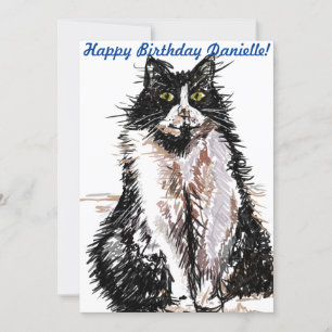 Cute Tuxedo Cat Animal Birthday Childs Invitation