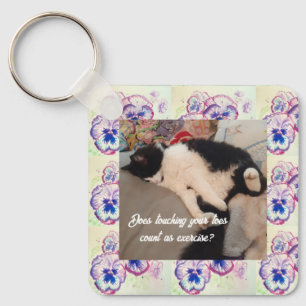 Cute Tuxedo Cat Birthday Party Childs Invitation Key Ring