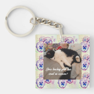 Cute Tuxedo Cat Birthday Party Childs Invitation Key Ring