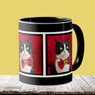 Cute Tuxedo Cat Christmas Mug