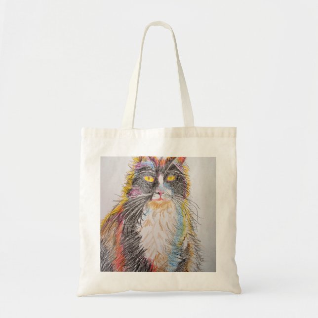 Cute Tuxedo Cat Drawing art Cats Tote Bag (Front)