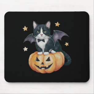 Cute Tuxedo Cat Halloween Pumpkin Cat Spooky Cat M Mouse Mat