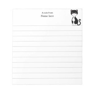 Cute Tuxedo Cat Lined Notepad