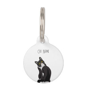 Cute Tuxedo Cat Pet ID Tag