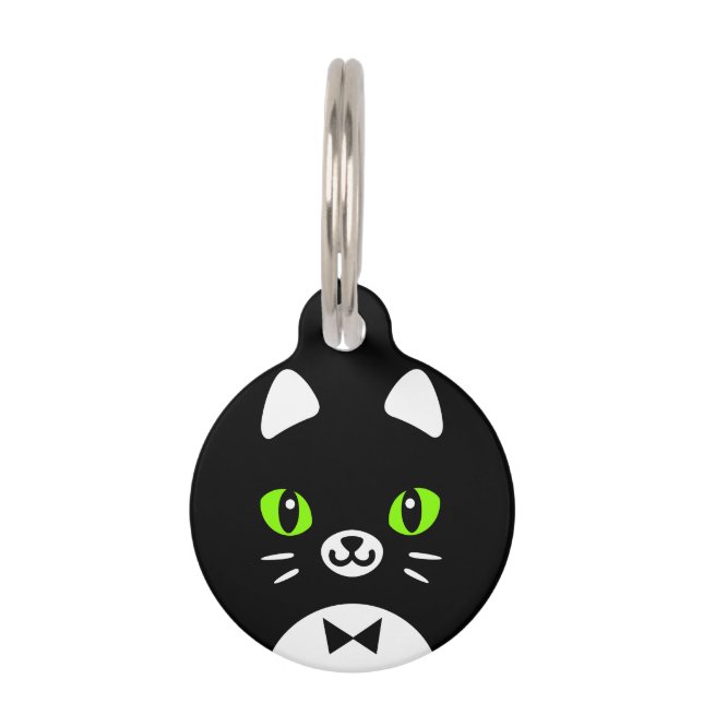 Cute Tuxedo Cat Pet Tag (Front)