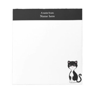 Cute Tuxedo Cat & Pink Header Simple Notepad