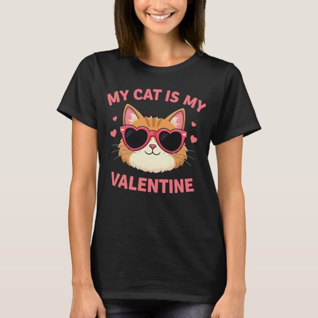 Cute Tuxedo Cat Valentine's Day Heart Cat Lover  T-Shirt (Front)