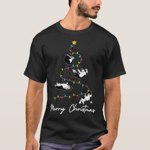 Cute Tuxedo Cats Christmas Tree Lights Owner Cat L T-Shirt