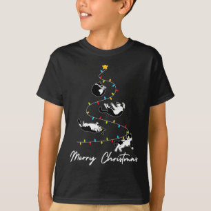 Cute Tuxedo Cats Christmas Tree Lights Owner Cat L T-Shirt