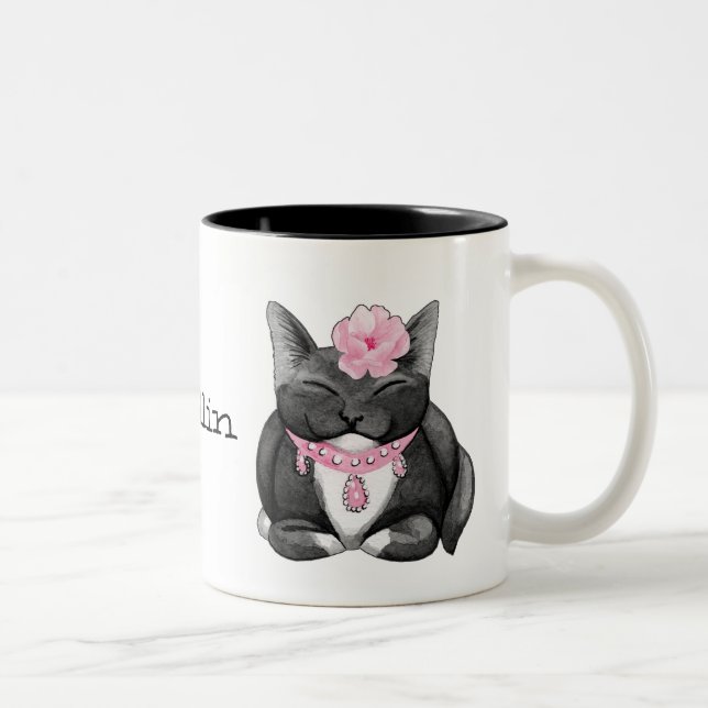 Cute Tuxedo Kitty Chillin Mug (Right)