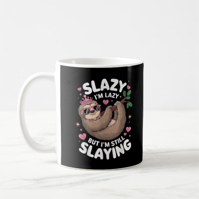 Cute Tween Girl Funny Animal Sloth Slay Meme Trend Coffee Mug (Left)