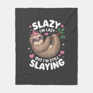 Cute Tween Girl Funny Animal Sloth Slay Meme Trend Fleece Blanket