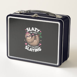 Cute Tween Girl Funny Animal Sloth Slay Meme Trend Metal Lunch Box