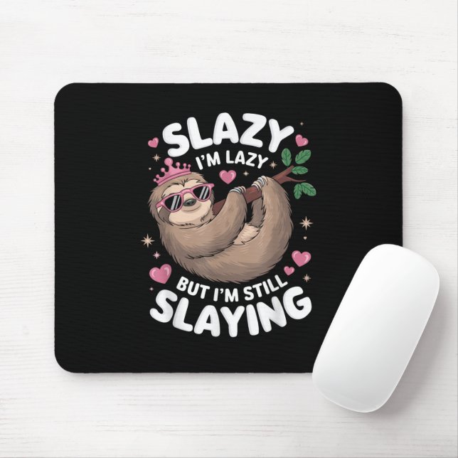 Cute Tween Girl Funny Animal Sloth Slay Meme Trend Mouse Mat (With Mouse)