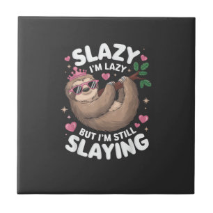 Cute Tween Girl Funny Animal Sloth Slay Meme Trend Tile
