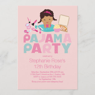 Cute Tween Pajama Birthday Party Invitation