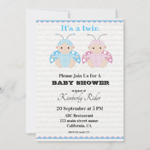 Cute Twin Baby Shower Invitations