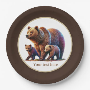 Cute twin bears baby shower  paper plate