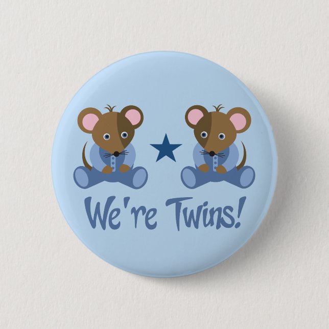 Cute Twin Boy Mice Gift 6 Cm Round Badge (Front)